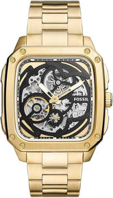 Fossil Men Inscription Stainless Steel Watch Bq2573, Gold
